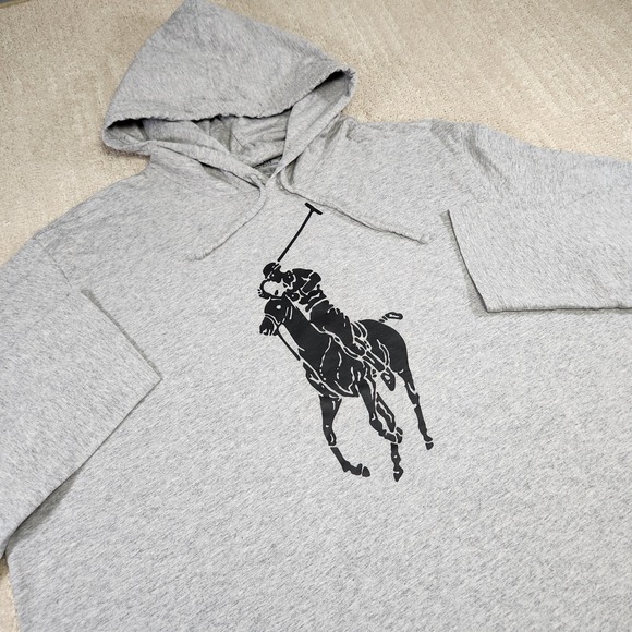 Polo Ralph Lauren Other - Polo Ralph Lauren Hoodie Men XXL Big Pony Gray Lightweight Hooded Shirt Cotton